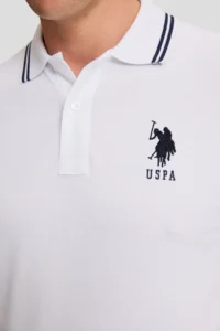 US Polo Assn. Men WHITE slim Fit Polo Shirt Collar Basic T-Shirt - Image 6