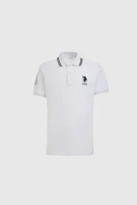 US Polo Assn. Men WHITE slim Fit Polo Shirt Collar Basic T-Shirt - Image 7
