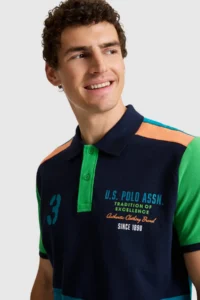 US Polo Assn. Men Petrol Regular Fit Polo Shirt Collar T-Shirt - Image 2