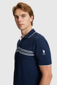 US Polo Assn. Men NAVY BLUE Regular Fit Polo Shirt Collar T-Shirt - Image 2