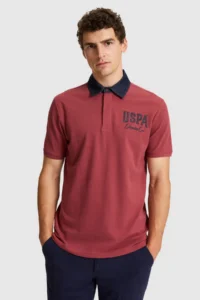 US Polo Assn. Men Cherry Regular Fit Polo Shirt Collar T-Shirt