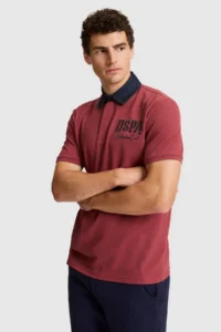 US Polo Assn. Men Cherry Regular Fit Polo Shirt Collar T-Shirt - Image 3