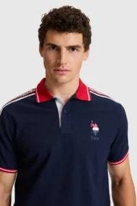 US Polo Assn. Men NAVY BLUE Regular Fit Polo Shirt Collar T-Shirt - Image 2