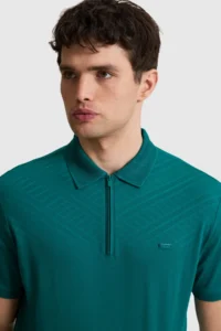 US Polo Assn. Men dark Green Regular Fit Polo Shirt Collar T-Shirt - Image 2