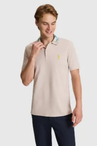 US Polo Assn. Men Stone Regular Fit Polo Shirt Collar T-Shirt