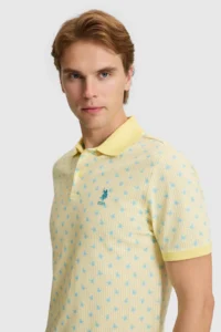 US Polo Assn. Men Light YELLOW T-Shirt - Image 2