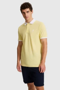 US Polo Assn. Men Light YELLOW Regular Fit Polo Shirt Collar T-Shirt - Image 3