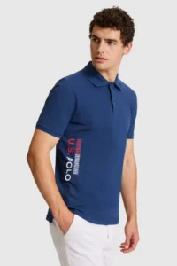 US Polo Assn. Men Light NAVY Regular Fit Polo Shirt Collar T-Shirt - Image 3