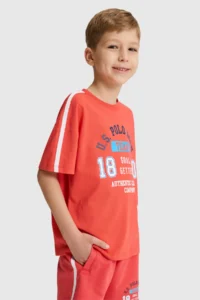 US Polo Assn. Boys' Red Crew Neck T-Shirt - Image 3