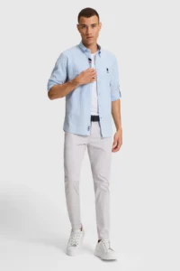 US Polo Assn. Men Light BLUE Long Sleeve Basic Shirt - Image 4