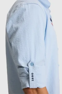 US Polo Assn. Men Light BLUE Long Sleeve Basic Shirt - Image 6