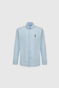 US Polo Assn. Men Light BLUE Long Sleeve Basic Shirt - Image 7