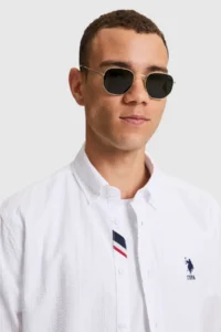 US Polo Assn. Men WHITE Long Sleeve Basic Shirt - Image 2