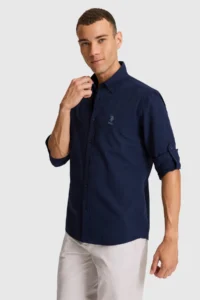 US Polo Assn. Men Light NAVY Long Sleeve Basic Shirt