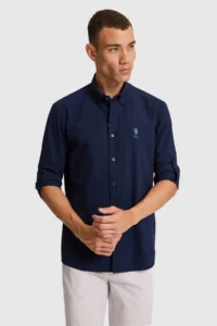 US Polo Assn. Men Light NAVY Long Sleeve Basic Shirt - Image 3