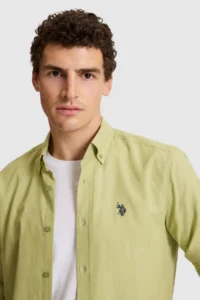 US Polo Assn. Men Green Long Sleeve Basic Shirt - Image 2