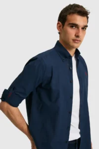 US Polo Assn. Men NAVY BLUE Long Sleeve Basic Shirt - Image 2