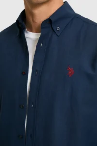 US Polo Assn. Men NAVY BLUE Long Sleeve Basic Shirt - Image 6