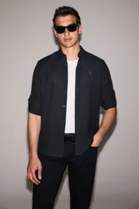 US Polo Assn. Men Black Long Sleeve Basic Shirt