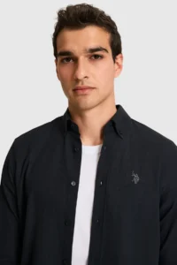 US Polo Assn. Men Black Long Sleeve Basic Shirt - Image 4