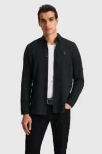 US Polo Assn. Men Black Long Sleeve Basic Shirt - Image 5