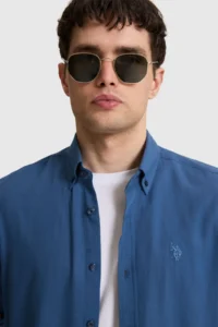 US Polo Assn. Men Light NAVY Long Sleeve Basic Shirt - Image 2