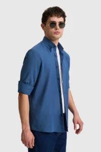 US Polo Assn. Men Light NAVY Long Sleeve Basic Shirt - Image 3