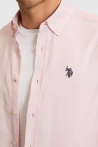 US Polo Assn. Men Light PINK Long Sleeve Basic Shirt - Image 6