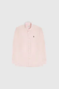 US Polo Assn. Men Light PINK Long Sleeve Basic Shirt - Image 7