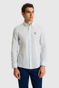 US Polo Assn. Men Water Green Long Sleeve Basic Shirt - Image 3