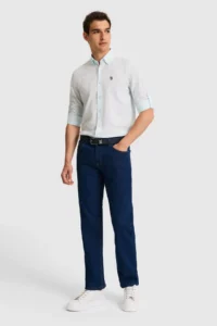 US Polo Assn. Men Water Green Long Sleeve Basic Shirt - Image 4