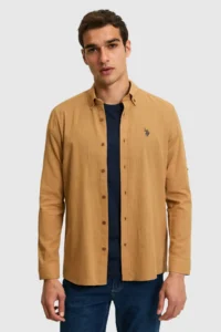 US Polo Assn. Men Coconut Long Sleeve Basic Shirt - Image 3