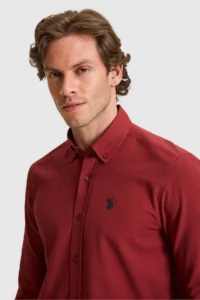 US Polo Assn. Men Cherry Long Sleeve Basic Shirt - Image 2