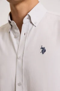 US Polo Assn. Men Light Gray Long Sleeve Basic Shirt - Image 6