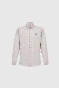 US Polo Assn. Men Light Gray Long Sleeve Basic Shirt - Image 7