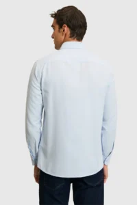 US Polo Assn. Men Light BLUE Long Sleeve Basic Shirt - Image 5