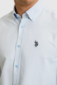US Polo Assn. Men Light BLUE Long Sleeve Basic Shirt - Image 6