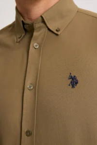 US Polo Assn. Men Khaki Long Sleeve Basic Shirt - Image 6