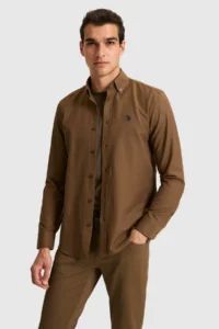 US Polo Assn. Men Brown Long Sleeve Basic Shirt