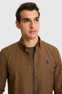 US Polo Assn. Men Brown Long Sleeve Basic Shirt - Image 2