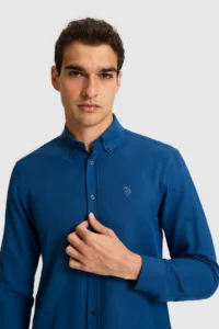 US Polo Assn. Men Light NAVY Long Sleeve Basic Shirt - Image 2