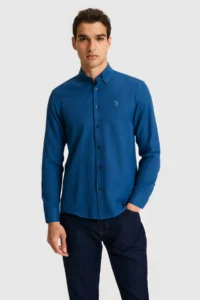 US Polo Assn. Men Light NAVY Long Sleeve Basic Shirt - Image 3
