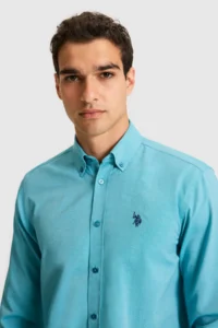 US Polo Assn. Men Petrol Long Sleeve Basic Shirt - Image 2