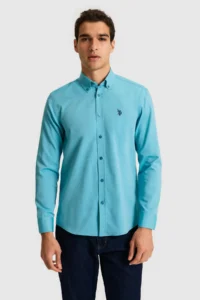 US Polo Assn. Men Petrol Long Sleeve Basic Shirt - Image 3