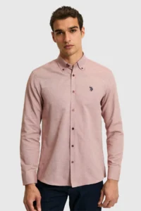 US Polo Assn. Men Cherry Long Sleeve Basic Shirt - Image 3