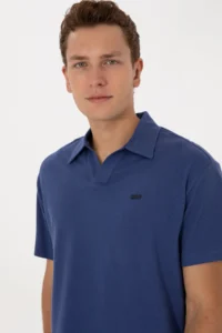 US Polo Assn. Men comfort Fit Wacky Collar Indigo T-Shirt - Image 2