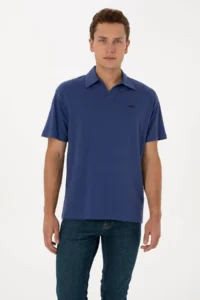 US Polo Assn. Men comfort Fit Wacky Collar Indigo T-Shirt - Image 3