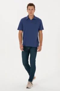 US Polo Assn. Men comfort Fit Wacky Collar Indigo T-Shirt - Image 4