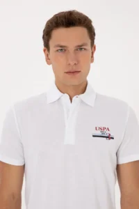 US Polo Assn. Men Regular Fit Polo Shirt Collar WHITE T-Shirt - Image 2