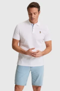US Polo Assn. Men WHITE Regular Fit Polo Shirt Collar Basic T-Shirt - Image 3